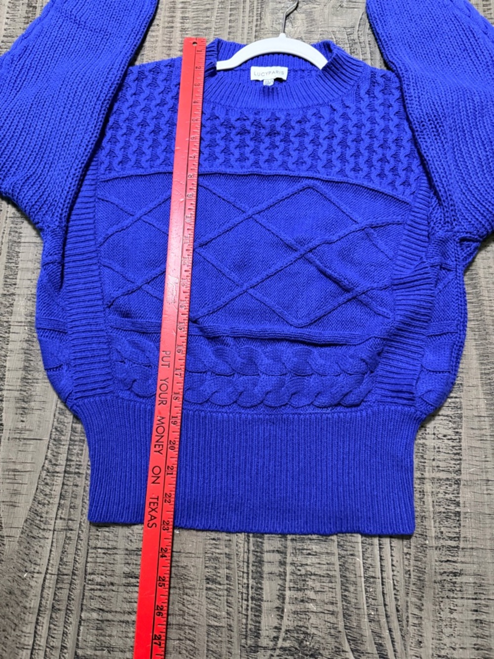 Lucy Paris Royal Blue Textured Cable Knit Sweater - Picture 6 of 9